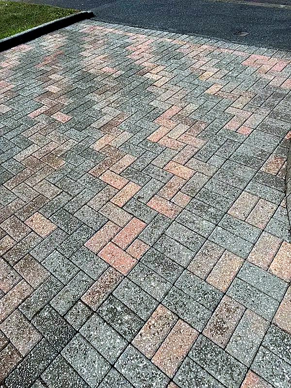 Herringbone driveway after cleaning